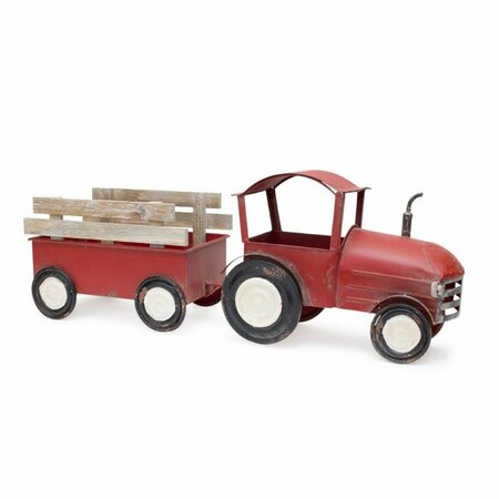 PODER 27.5 x 10.25 in. Tractor with Wagon, Red, Black & Brown PO3073749